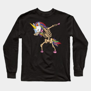 Dabbing Unicorn Skeleton Long Sleeve T-Shirt